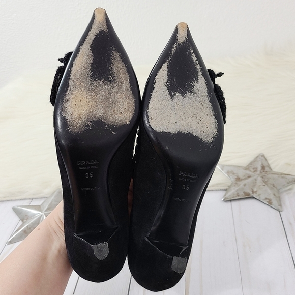 Prada black suede beaded pumps size 35 - Picture 9 of 10